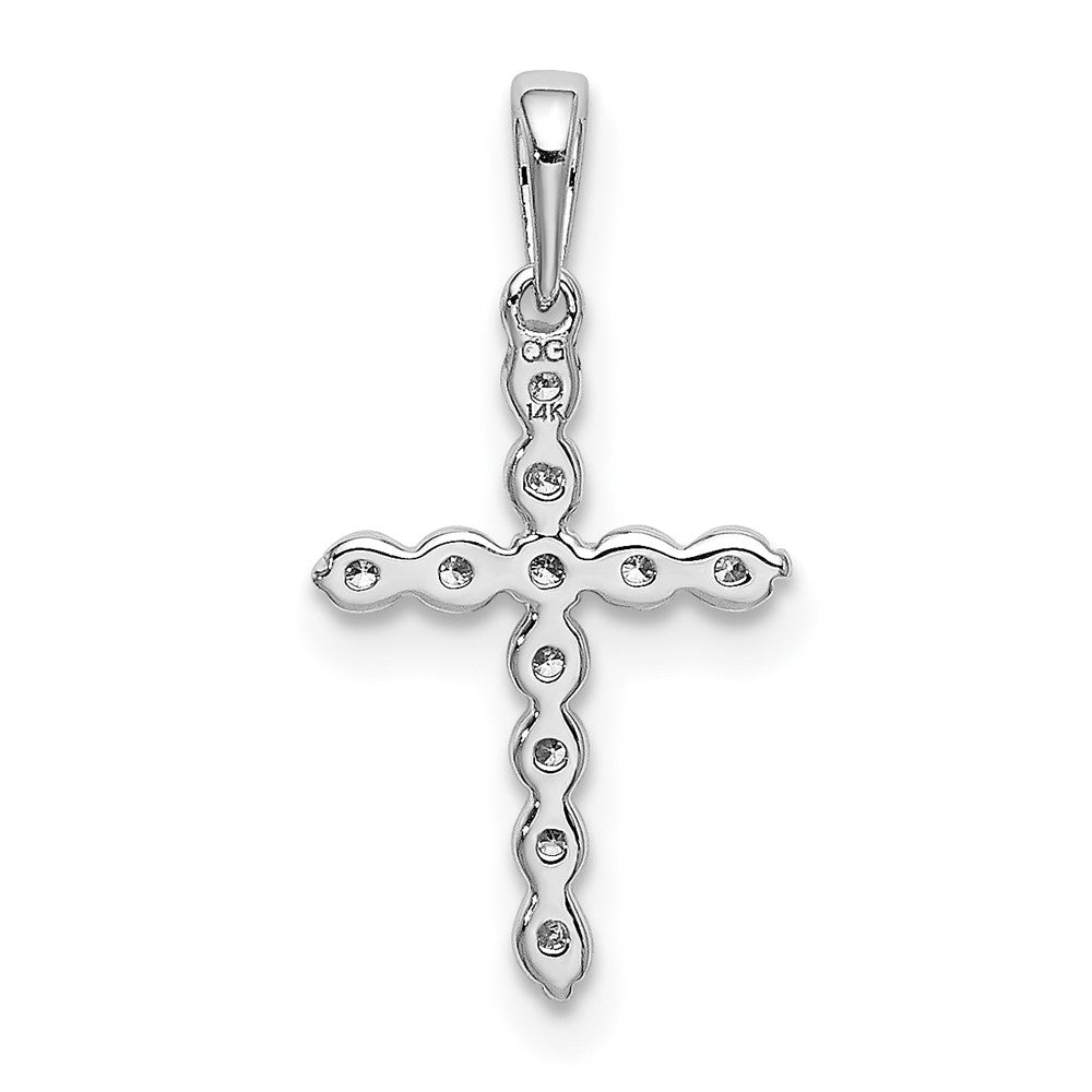 14k White Gold 1/10ct Lab Grown Diamond VS/SI+ G+ Comp Cross Pendant