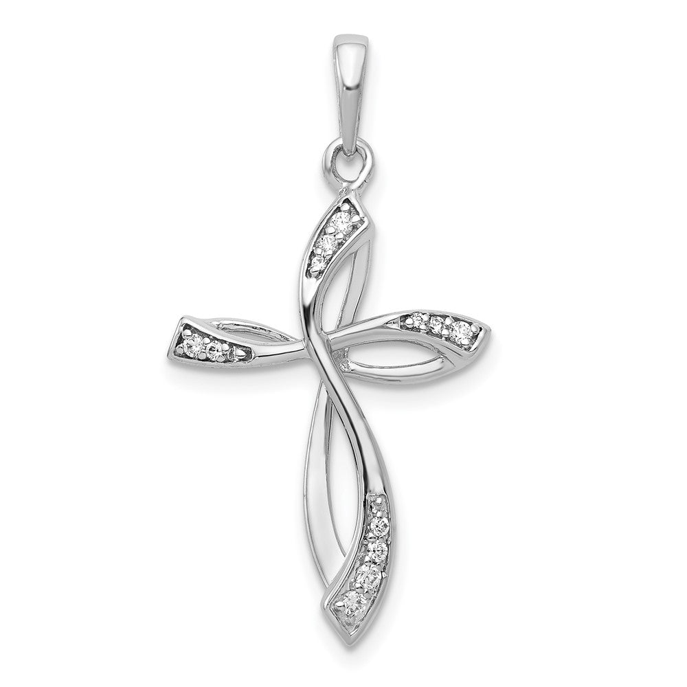 14k White Gold 1/15ct Lab Grown Diamond VS/SI+ G+ Comp Cross Pendant