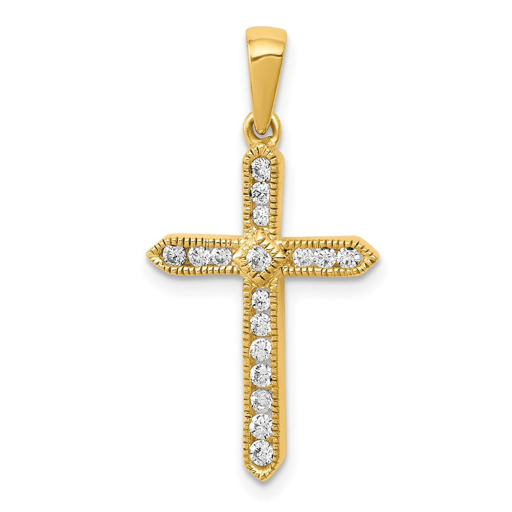 14k 1/4ct Lab Grown Diamond VS/SI+ G+ Comp Cross Pendant