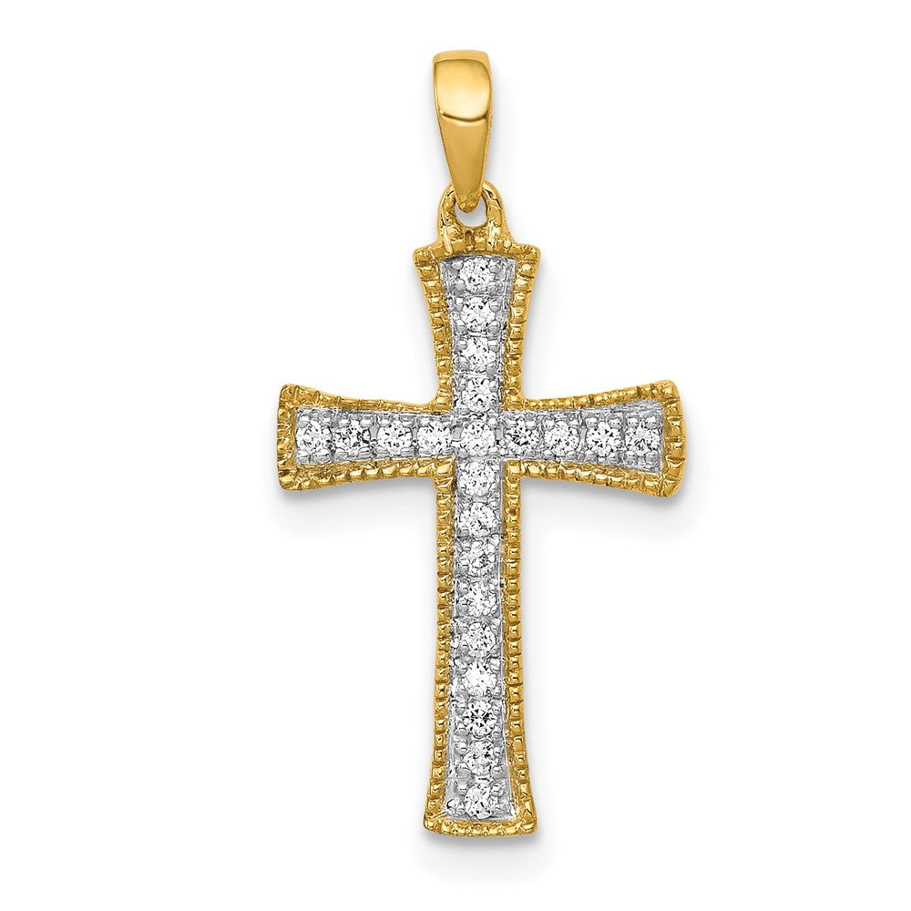 14k 1/10ct Lab Grown Diamond VS/SI+ G+ Comp Cross Pendant