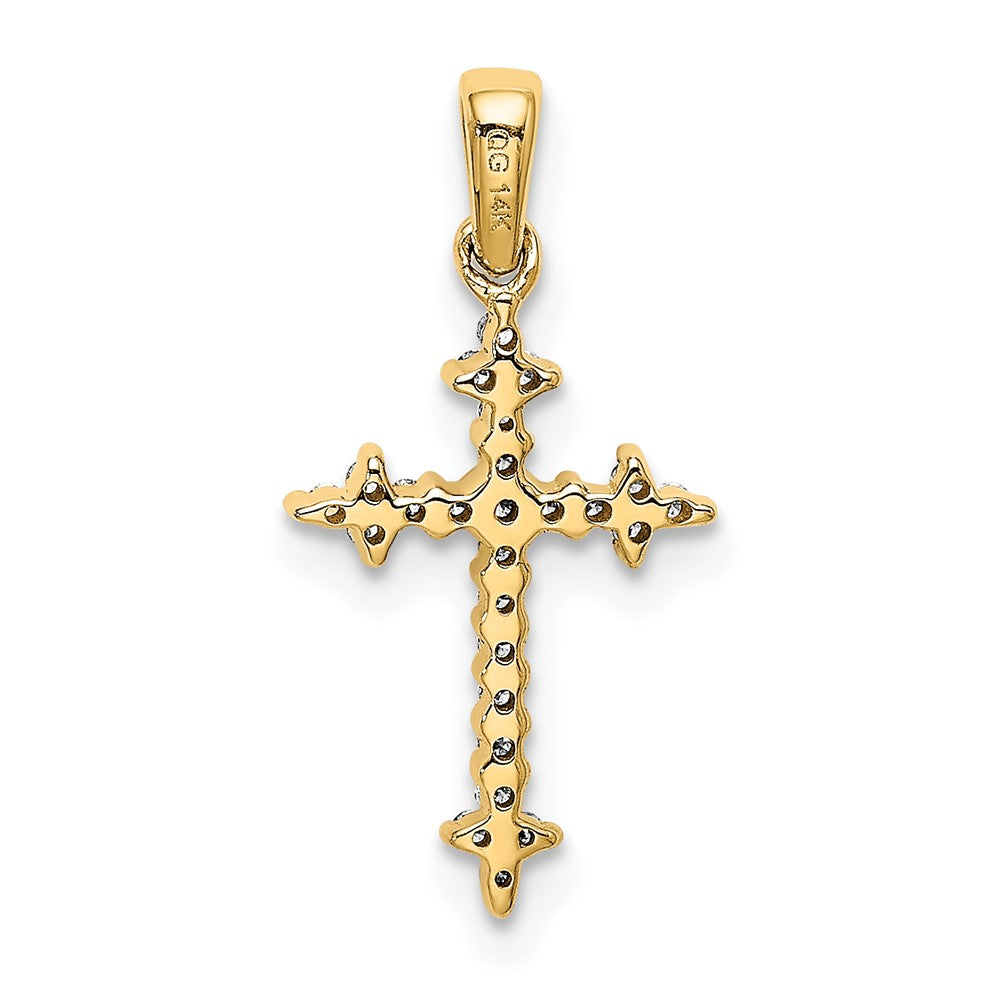 14k 1/10ct Lab Grown Diamond VS/SI+ G+ Fleur de Lis Comp Cross Pendant
