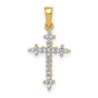14k 1/10ct Lab Grown Diamond VS/SI+ G+ Fleur de Lis Comp Cross Pendant