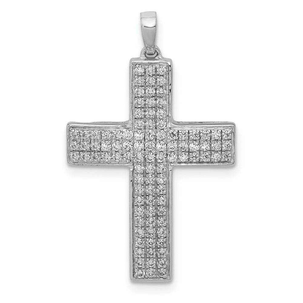 14k White Gold 1/2ct Lab Grown Dia VS/SI+ G+ Comp Latin Cross Pendant