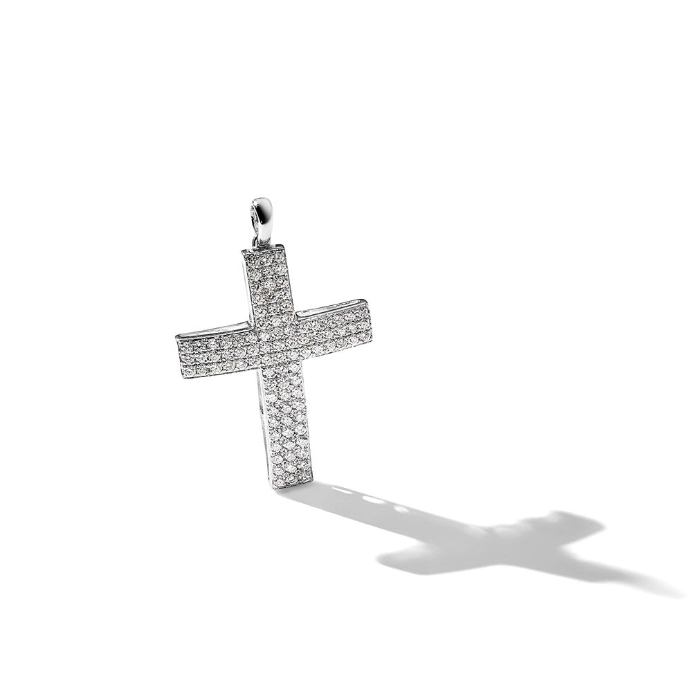 14k White Gold 1ct Lab Grown Diamond VS/SI+ G+ Comp Latin Cross Pendant