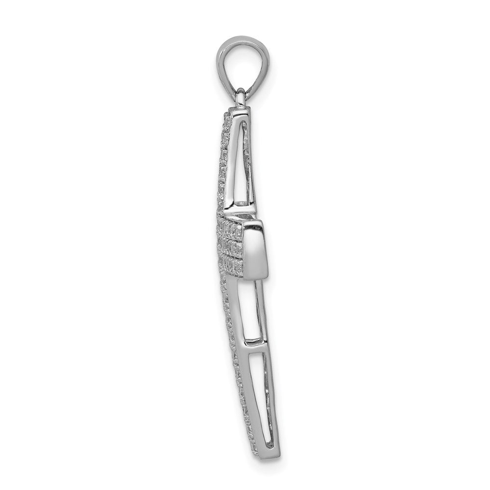 14k White Gold 1ct Lab Grown Diamond VS/SI+ G+ Comp Latin Cross Pendant