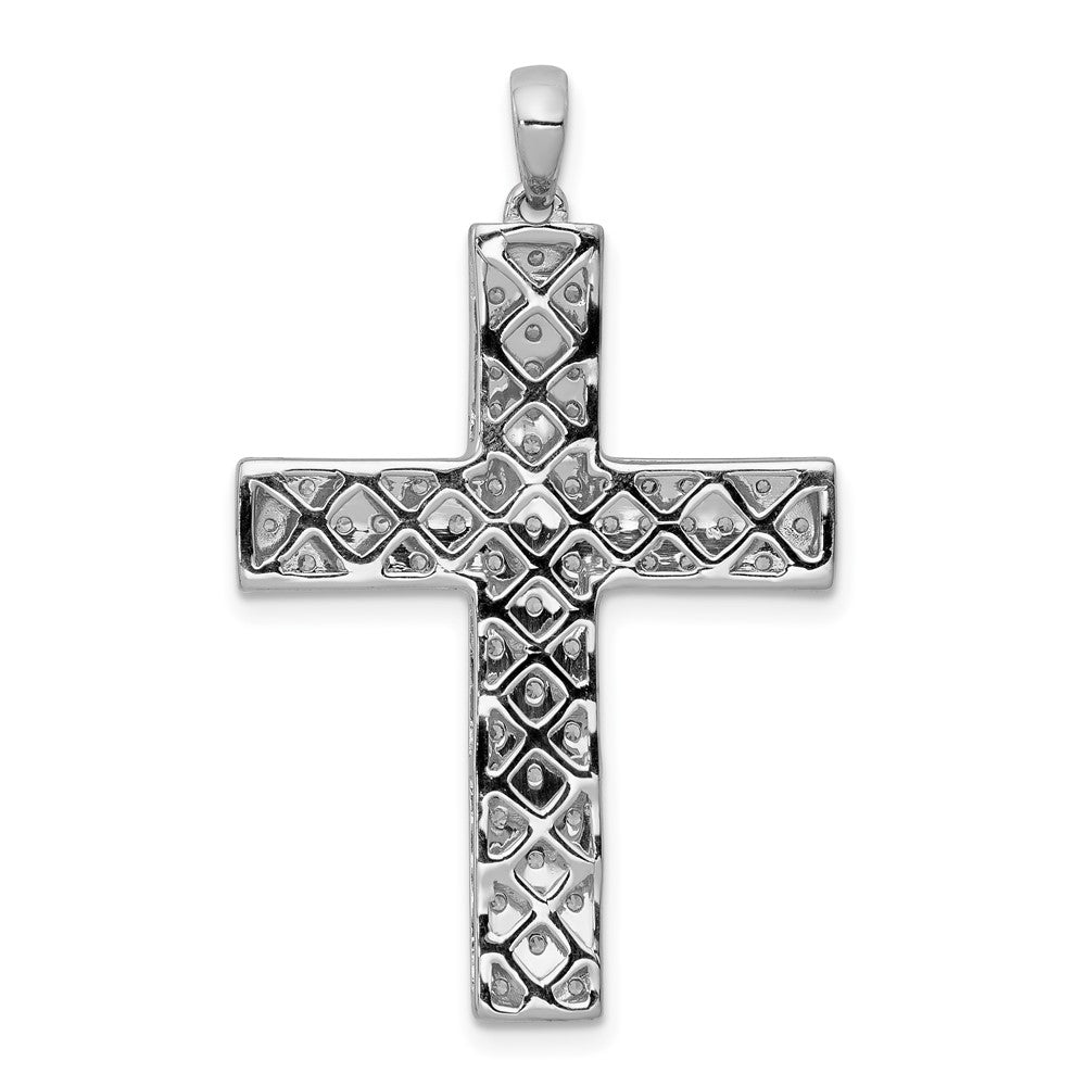 14k White Gold 1ct Lab Grown Diamond VS/SI+ G+ Comp Latin Cross Pendant