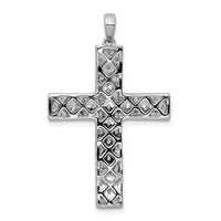 14k White Gold 1ct Lab Grown Diamond VS/SI+ G+ Comp Latin Cross Pendant