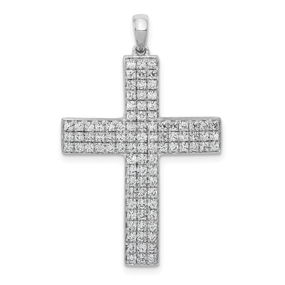 14k White Gold 1ct Lab Grown Diamond VS/SI+ G+ Comp Latin Cross Pendant
