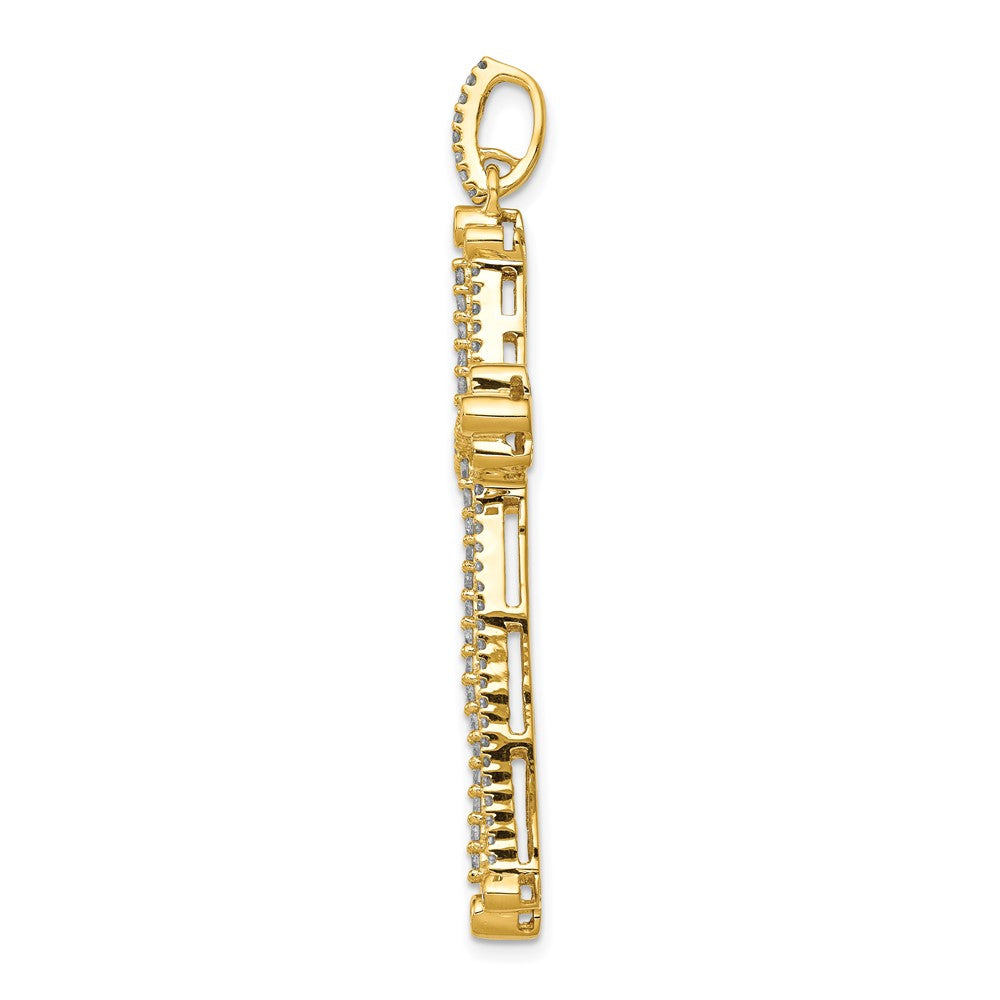 14k 1ct Lab Grown Diamond VS/SI+ G+ Comp Budded Fashion Cross Pendant