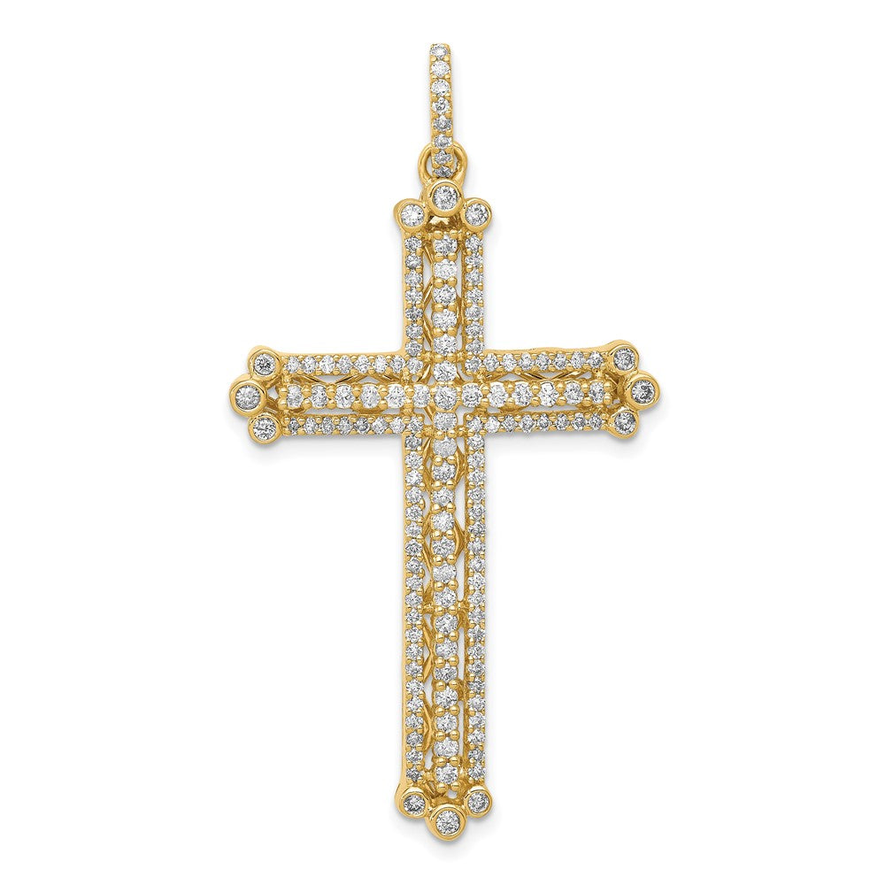 14k 1ct Lab Grown Diamond VS/SI+ G+ Comp Budded Fashion Cross Pendant
