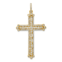 14k 1ct Lab Grown Diamond VS/SI+ G+ Comp Budded Fashion Cross Pendant