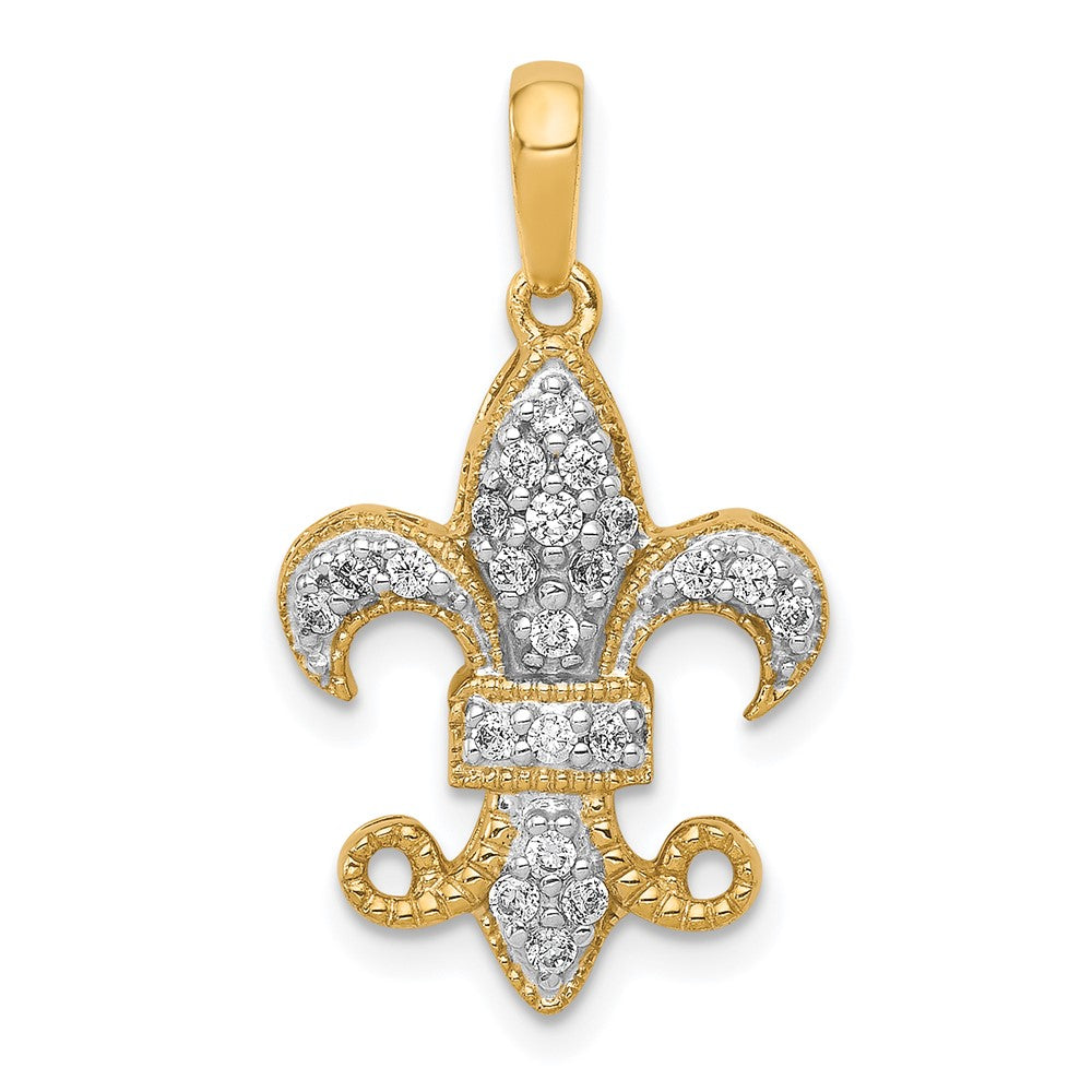 14k 1/5ct Lab Grown Diamond VS/SI+ G+ Comp Fleur De Lis Pendant