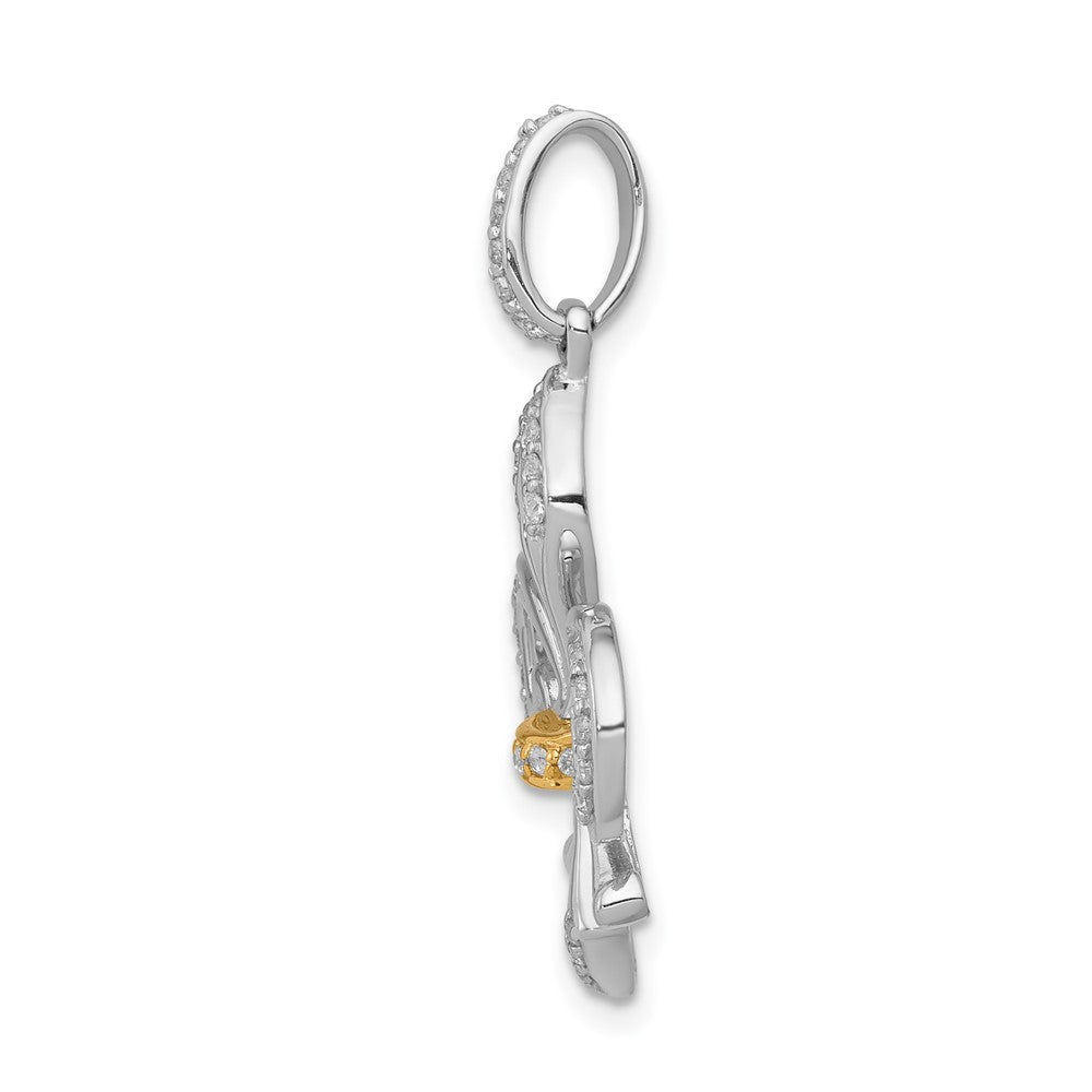 14k Two Tone 1/5ct Lab Grown Diamond VS/SI+ G+ Comp Fleur De Lis Pendant