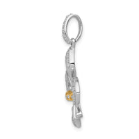 14k Two Tone 1/5ct Lab Grown Diamond VS/SI+ G+ Comp Fleur De Lis Pendant