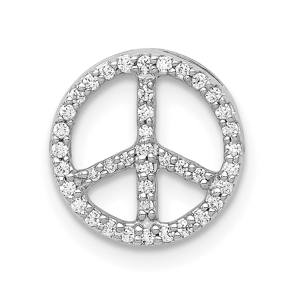 14kw 1/6ct Lab Grown Diamond VS/SI+ G+ Comp Peace Sign Chain Slide