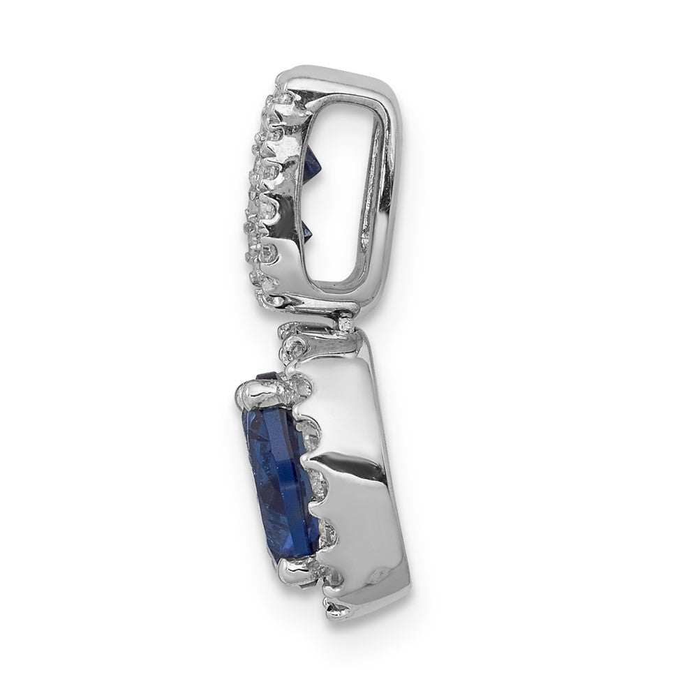14k White Gold 1/5 ct Lab Grown Dia VS/SI+ G+ & Cr Sapphire Halo Pendant
