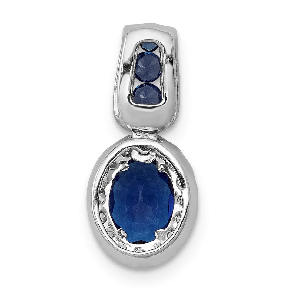 14k White Gold 1/5 ct Lab Grown Dia VS/SI+ G+ & Cr Sapphire Halo Pendant