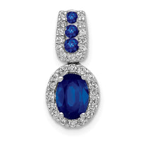 14k White Gold 1/5 ct Lab Grown Dia VS/SI+ G+ & Cr Sapphire Halo Pendant