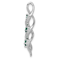 10kw 1/15 ct Lab Grown Dia VS/SI+ G+ & Cr Emerald Twist Chain Slide Pendant