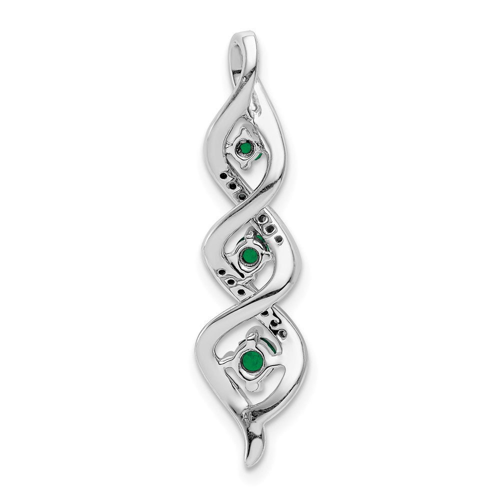 10kw 1/15 ct Lab Grown Dia VS/SI+ G+ & Cr Emerald Twist Chain Slide Pendant