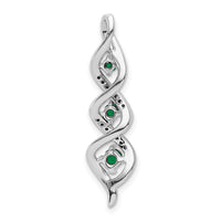 10kw 1/15 ct Lab Grown Dia VS/SI+ G+ & Cr Emerald Twist Chain Slide Pendant