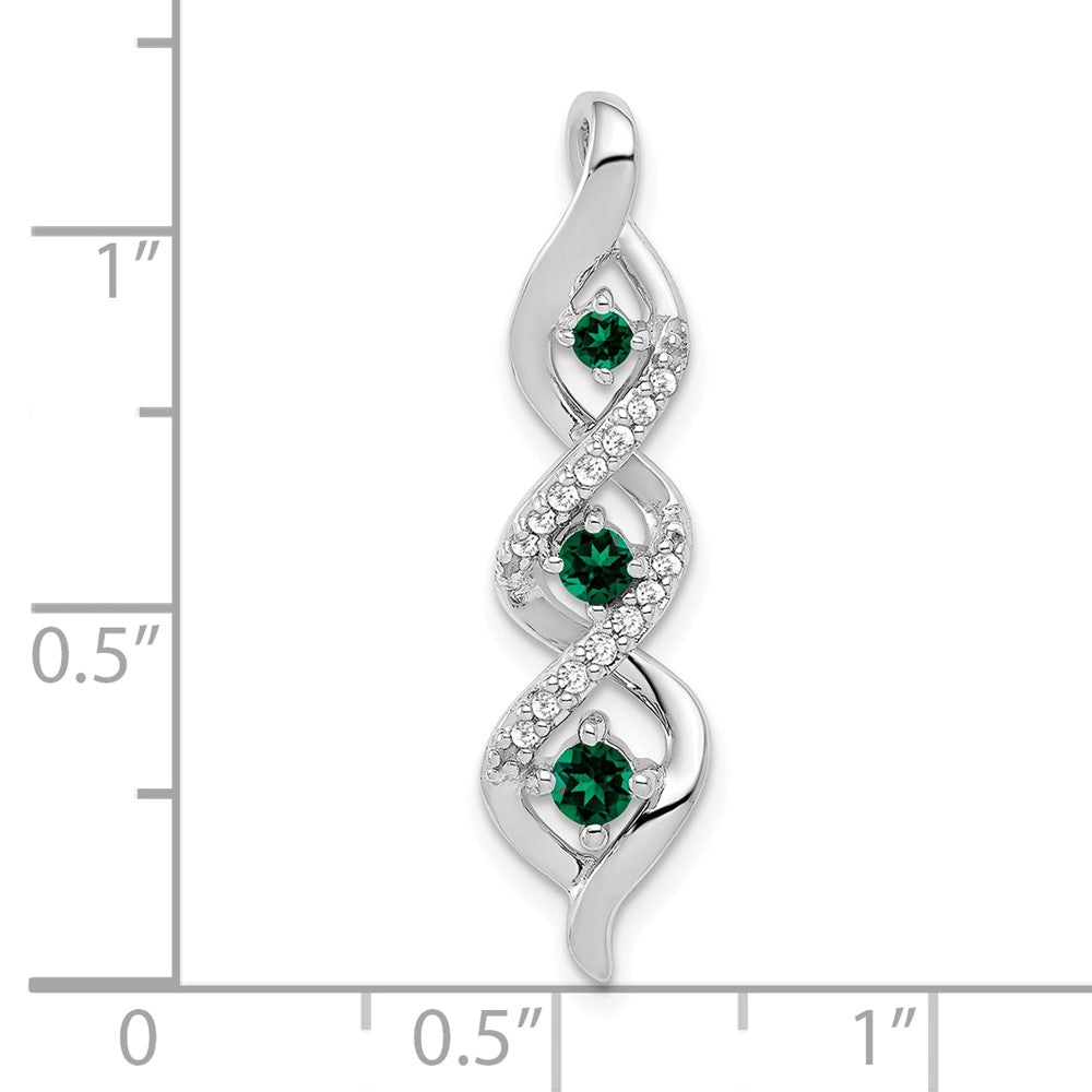 10kw 1/15 ct Lab Grown Dia VS/SI+ G+ & Cr Emerald Twist Chain Slide Pendant
