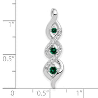 10kw 1/15 ct Lab Grown Dia VS/SI+ G+ & Cr Emerald Twist Chain Slide Pendant