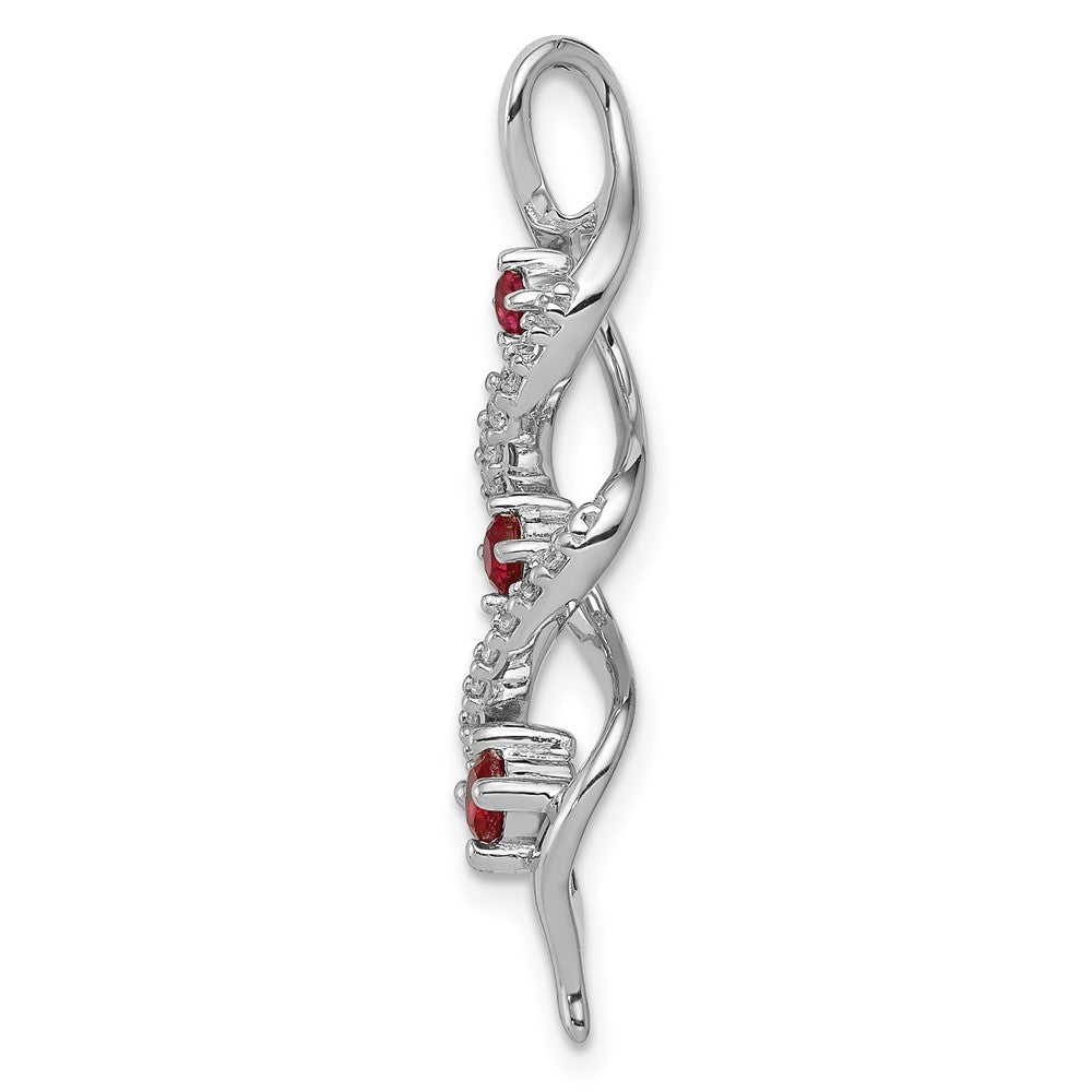 10kw 1/15 ct Lab Grown Dia VS/SI+ G+ & Cr Ruby Twist Chain Slide Pendant