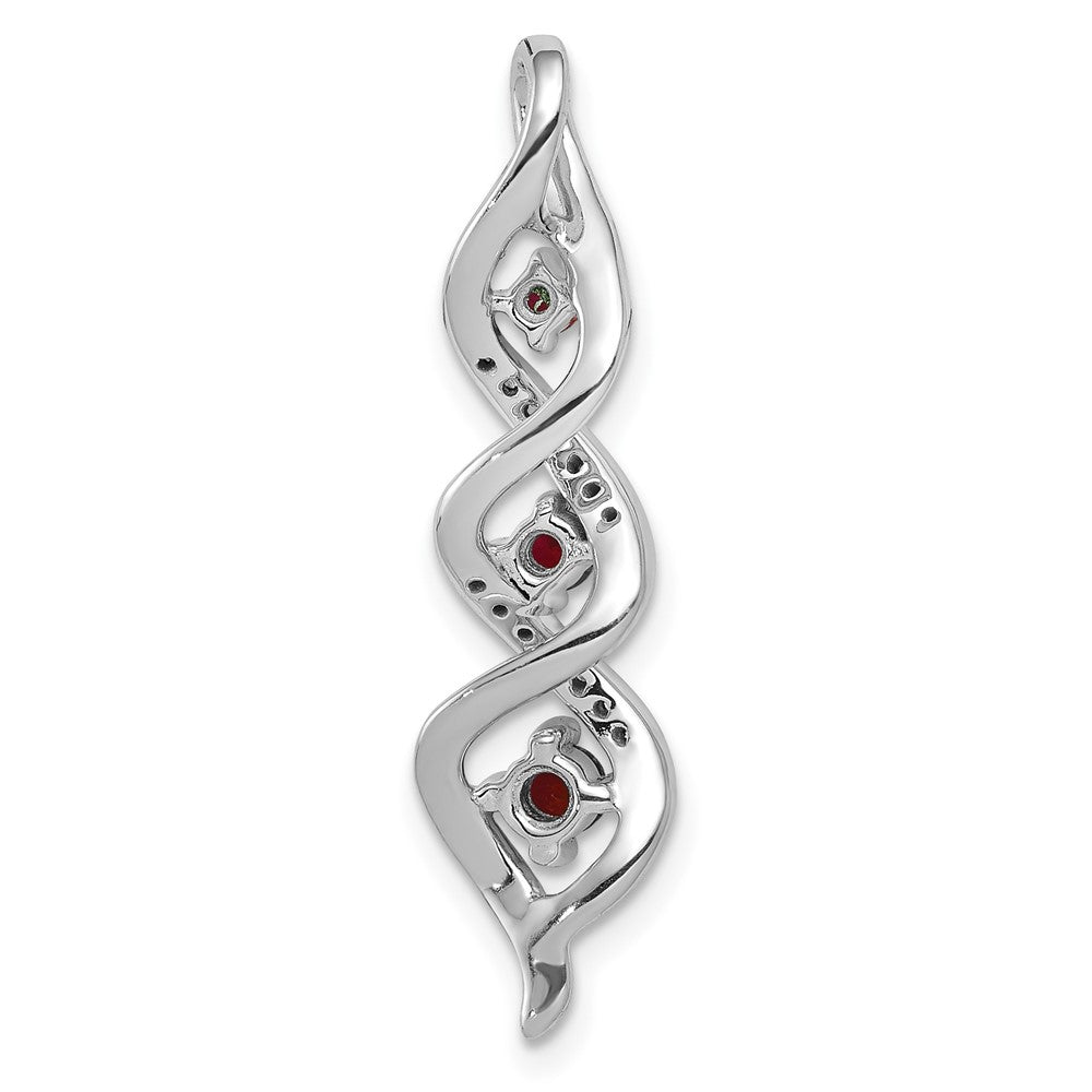 10kw 1/15 ct Lab Grown Dia VS/SI+ G+ & Cr Ruby Twist Chain Slide Pendant