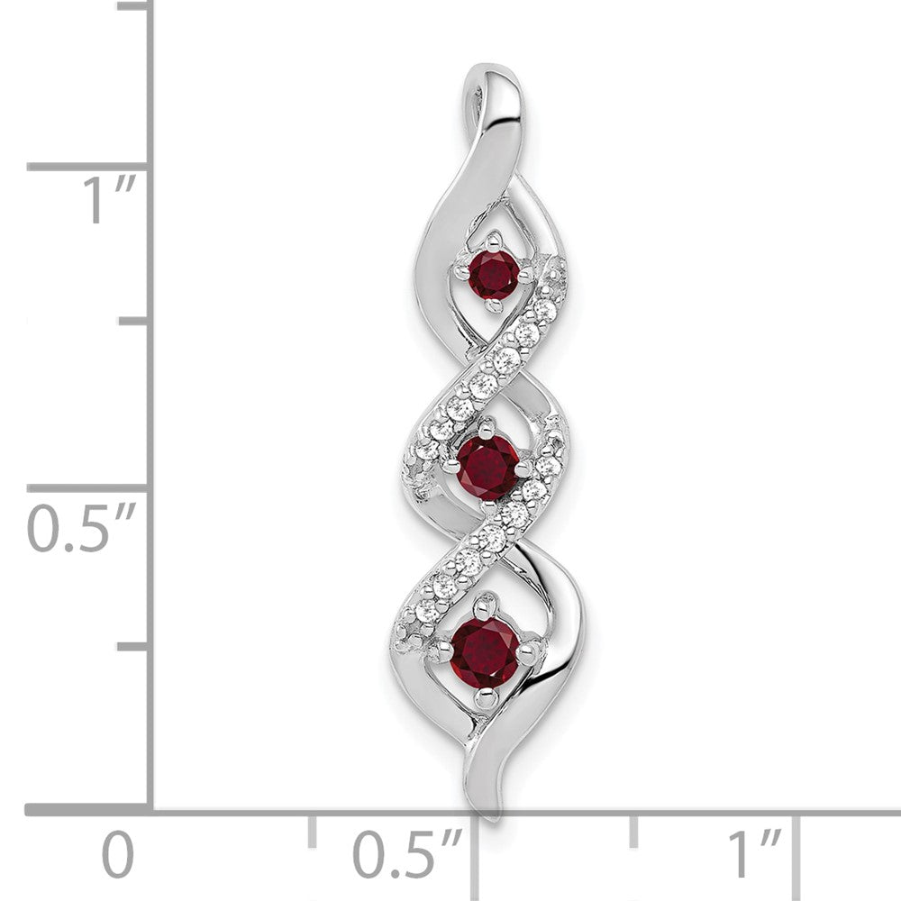 10kw 1/15 ct Lab Grown Dia VS/SI+ G+ & Cr Ruby Twist Chain Slide Pendant