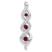 10kw 1/15 ct Lab Grown Dia VS/SI+ G+ & Cr Ruby Twist Chain Slide Pendant