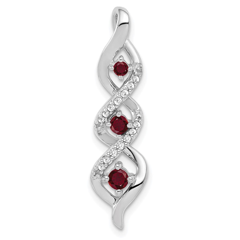 10kw 1/15 ct Lab Grown Dia VS/SI+ G+ & Cr Ruby Twist Chain Slide Pendant