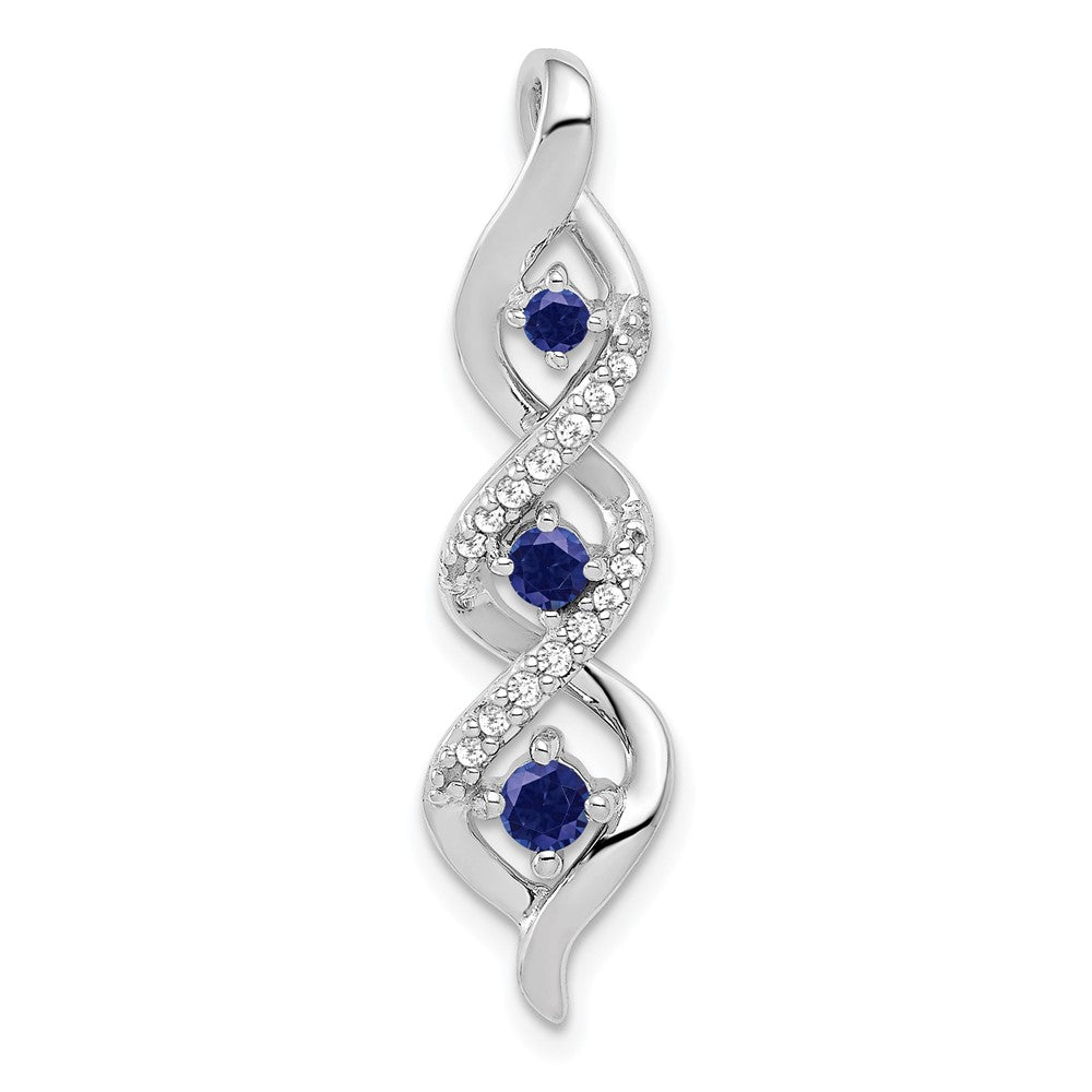 10kw 1/15ct Lab Grown Dia VS/SI+ G+ & Cr Sapphire Twist Chain Slide Pendant