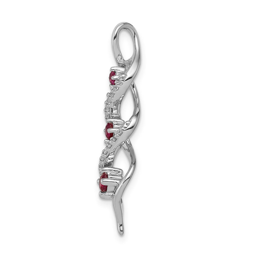 14kw 1/15 ct Lab Grown Dia VS/SI+ G+ & Cr Ruby Twist Chain Slide Pendant