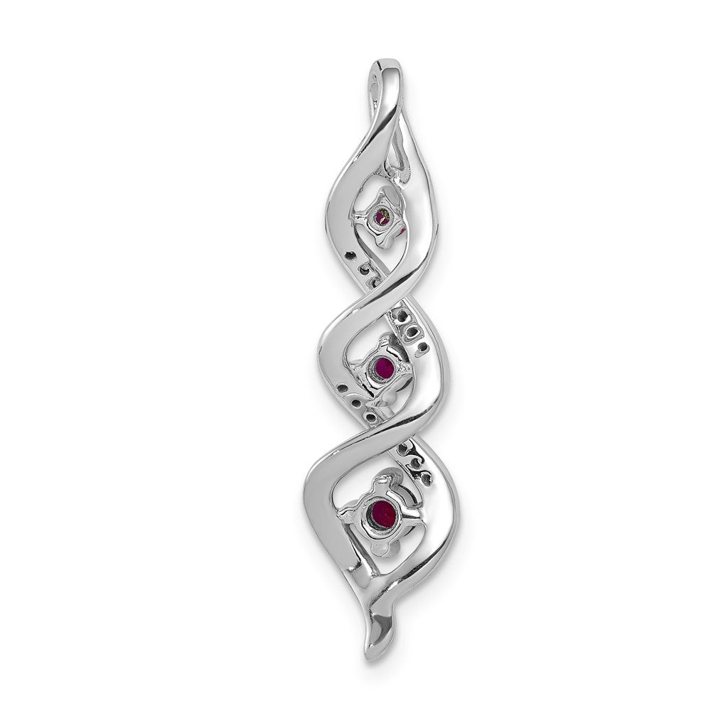 14kw 1/15 ct Lab Grown Dia VS/SI+ G+ & Cr Ruby Twist Chain Slide Pendant