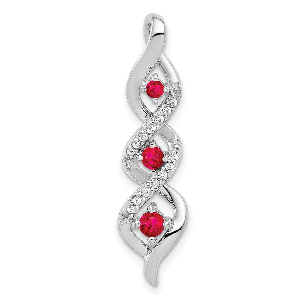 14kw 1/15 ct Lab Grown Dia VS/SI+ G+ & Cr Ruby Twist Chain Slide Pendant