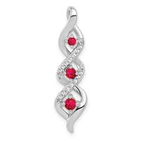 14kw 1/15 ct Lab Grown Dia VS/SI+ G+ & Cr Ruby Twist Chain Slide Pendant