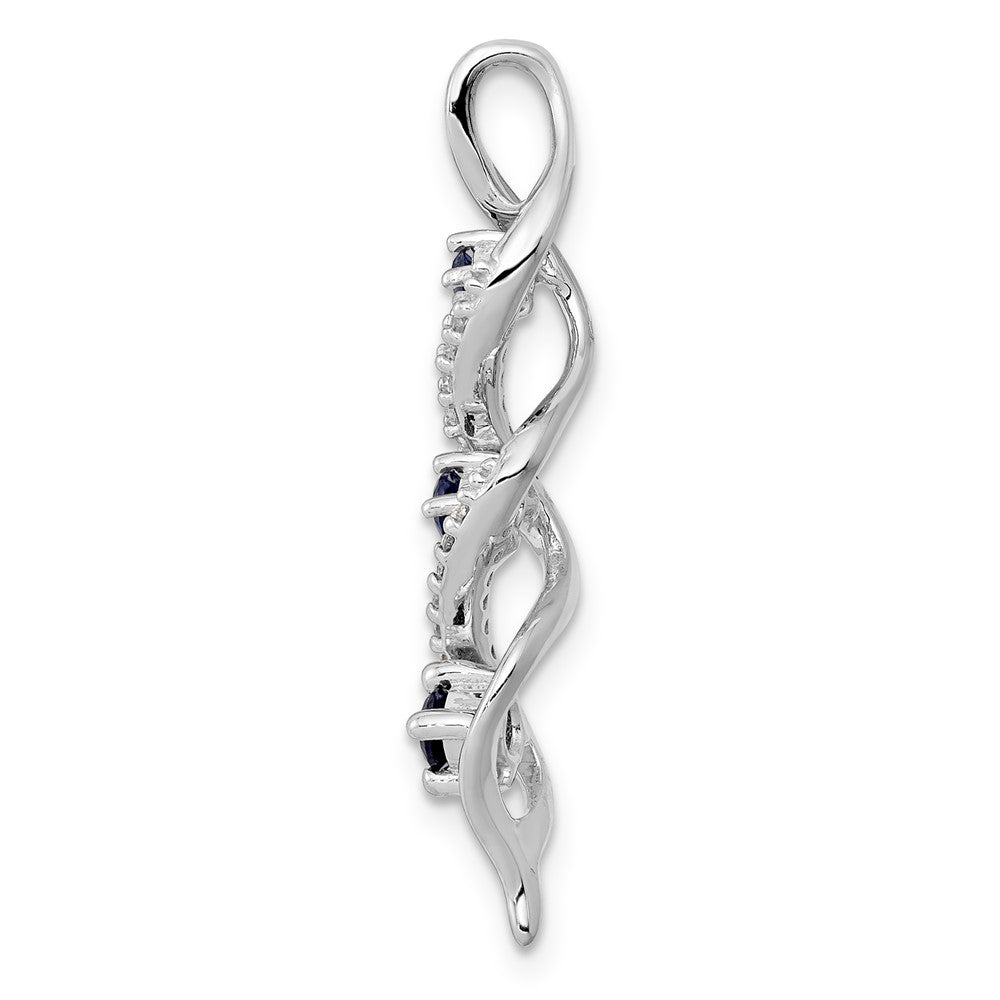 14kw 1/15ct Lab Grown Dia VS/SI+ G+ & Cr Sapphire Twist Chain Slide Pendant