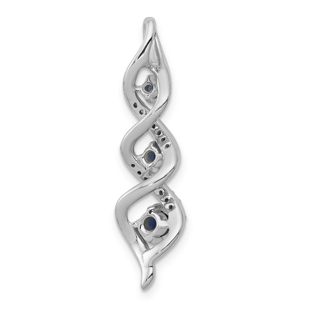 14kw 1/15ct Lab Grown Dia VS/SI+ G+ & Cr Sapphire Twist Chain Slide Pendant