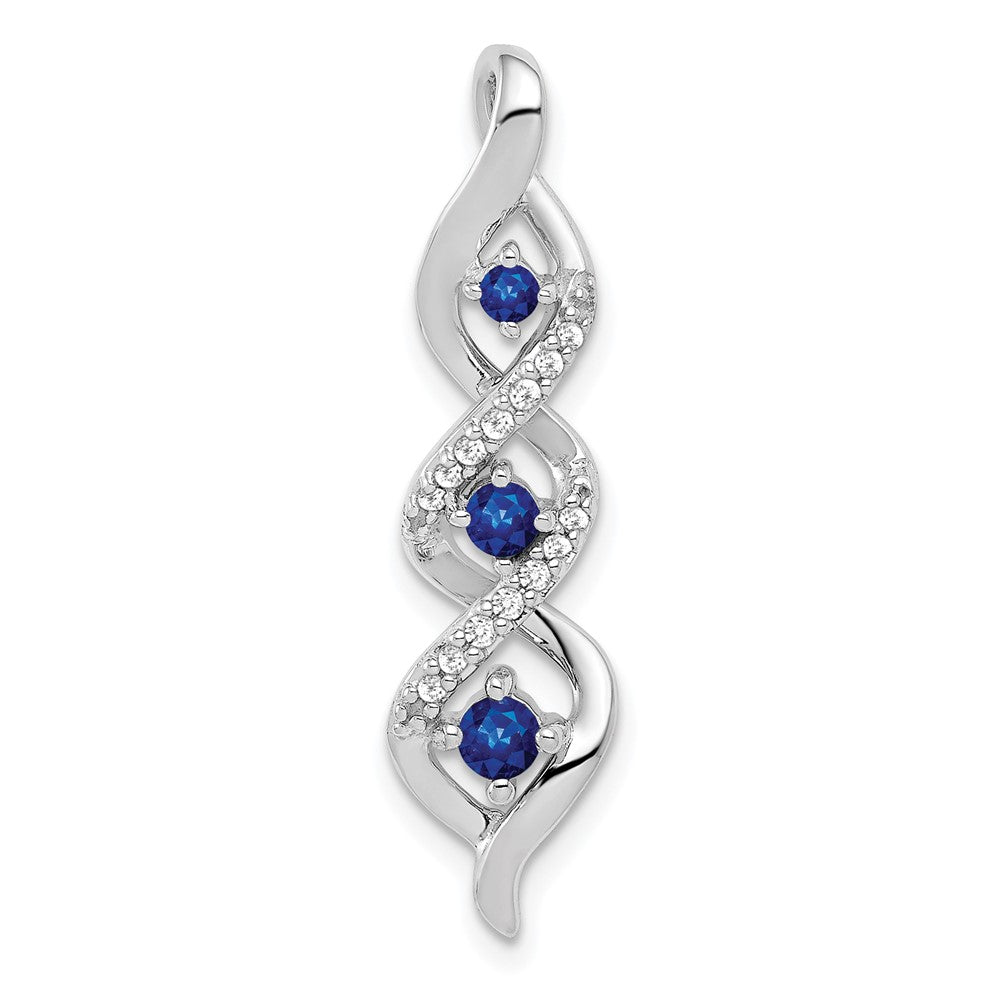 14kw 1/15ct Lab Grown Dia VS/SI+ G+ & Cr Sapphire Twist Chain Slide Pendant