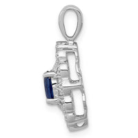 14k White Gold 1/6 ct Lab Grown Diamond VS/SI+ G+ & Cr Sapphire Pendant