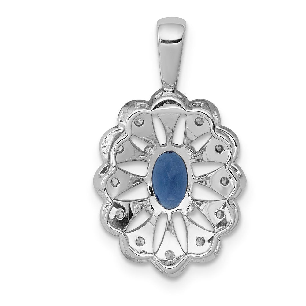 14k White Gold 1/6 ct Lab Grown Diamond VS/SI+ G+ & Cr Sapphire Pendant