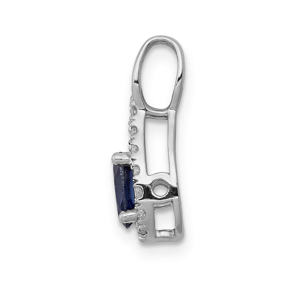 14kw 1/10ct Lab Grown Diamond VS/SI+ G+ & Cr Blue Sapphire Pendant