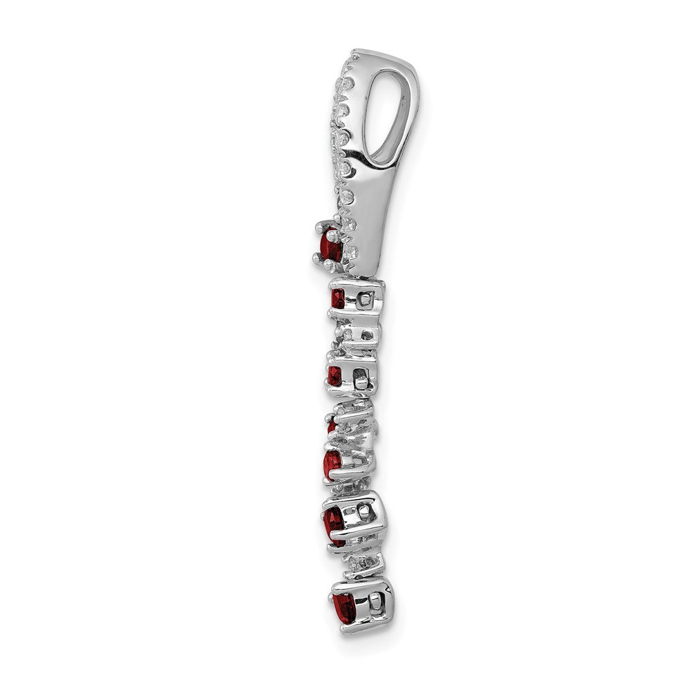 14k White Gold 1/5 ct Lab Grown Dia VS/SI+ G+ & Created Ruby Slide Pendant