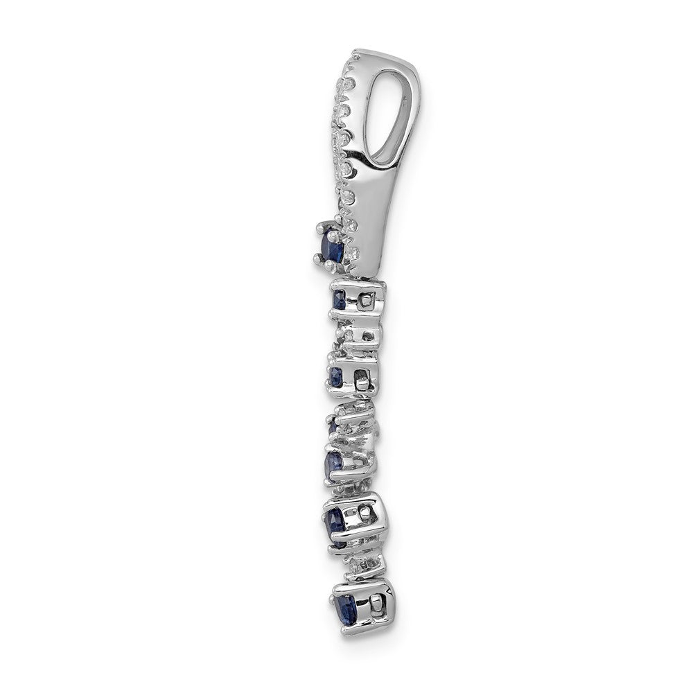 14k White Gold 1/5 ct Lab Grown Dia VS/SI+ G+ & Cr Blue Sapphire Pendant
