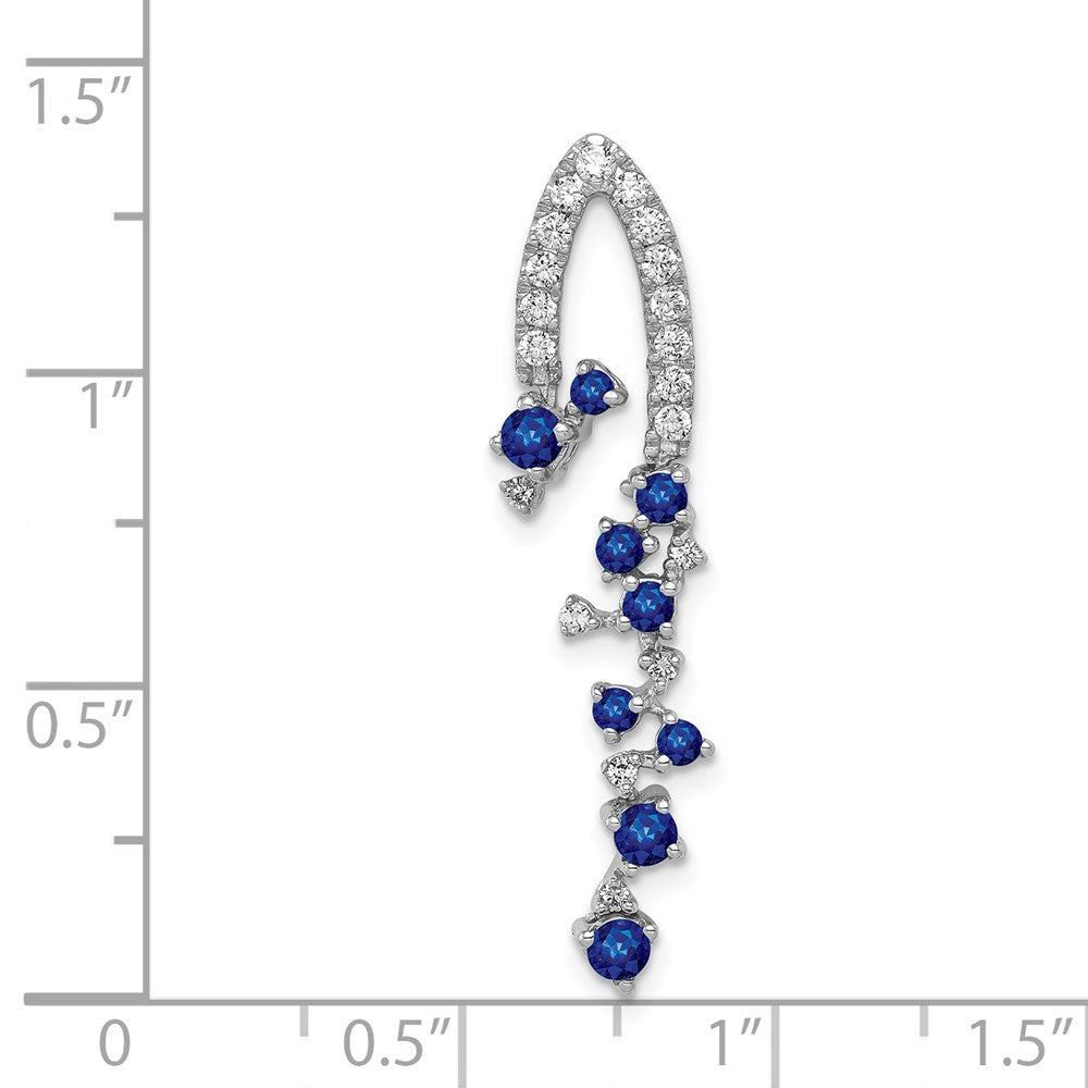 14k White Gold 1/5 ct Lab Grown Dia VS/SI+ G+ & Cr Blue Sapphire Pendant
