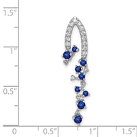14k White Gold 1/5 ct Lab Grown Dia VS/SI+ G+ & Cr Blue Sapphire Pendant