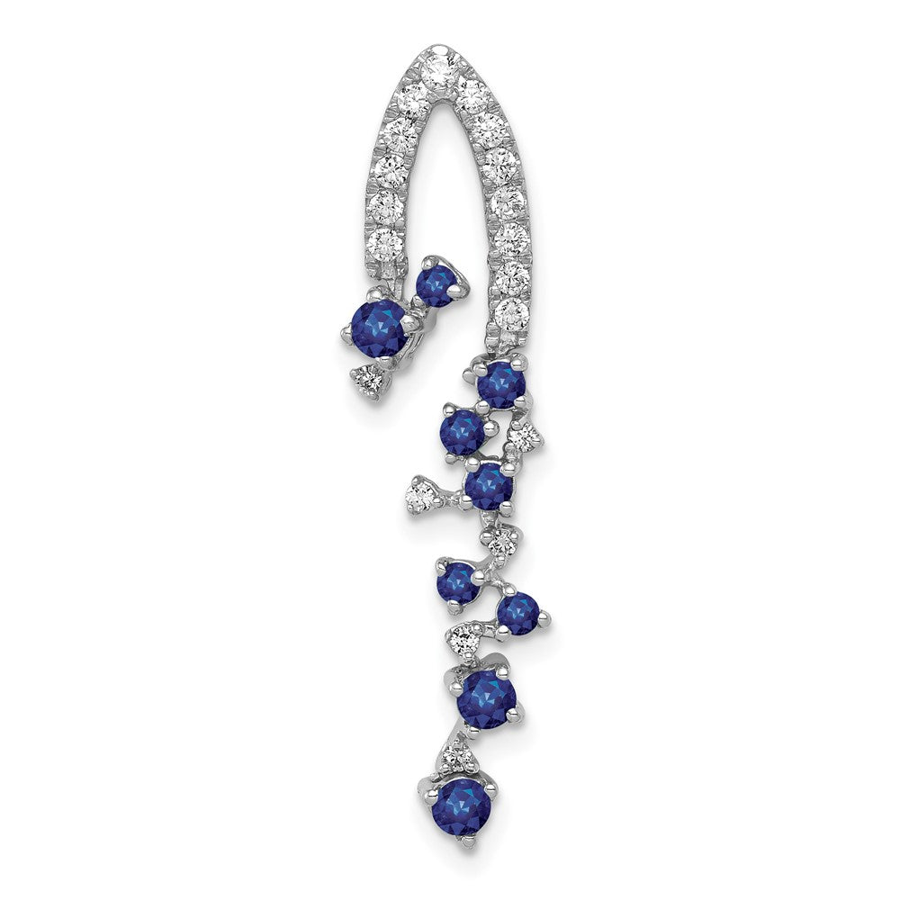 14k White Gold 1/5 ct Lab Grown Dia VS/SI+ G+ & Cr Blue Sapphire Pendant