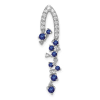 14k White Gold 1/5 ct Lab Grown Dia VS/SI+ G+ & Cr Blue Sapphire Pendant