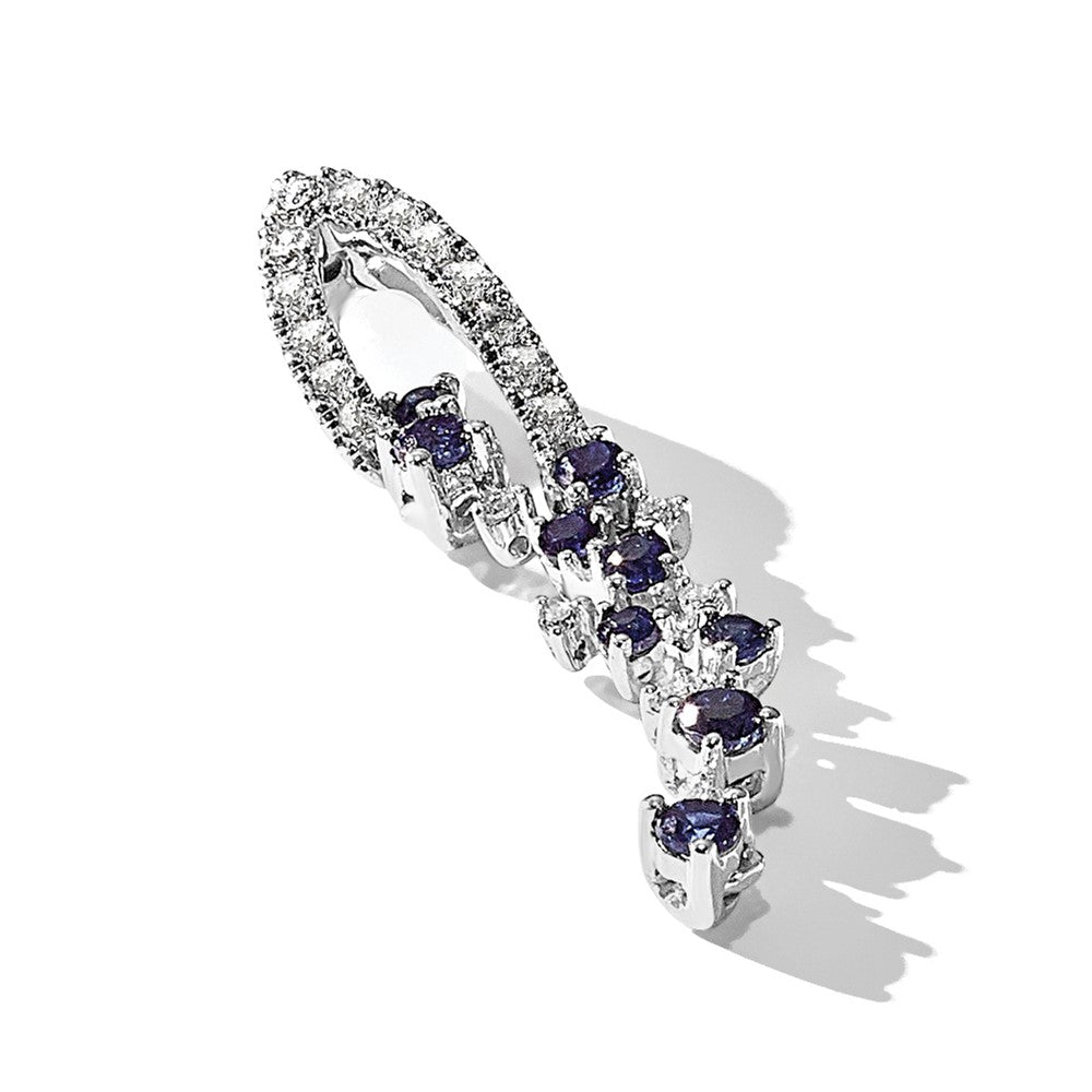 14k White Gold 1/5 ct Lab Grown Dia VS/SI+ G+ & Created Ruby Slide Pendant